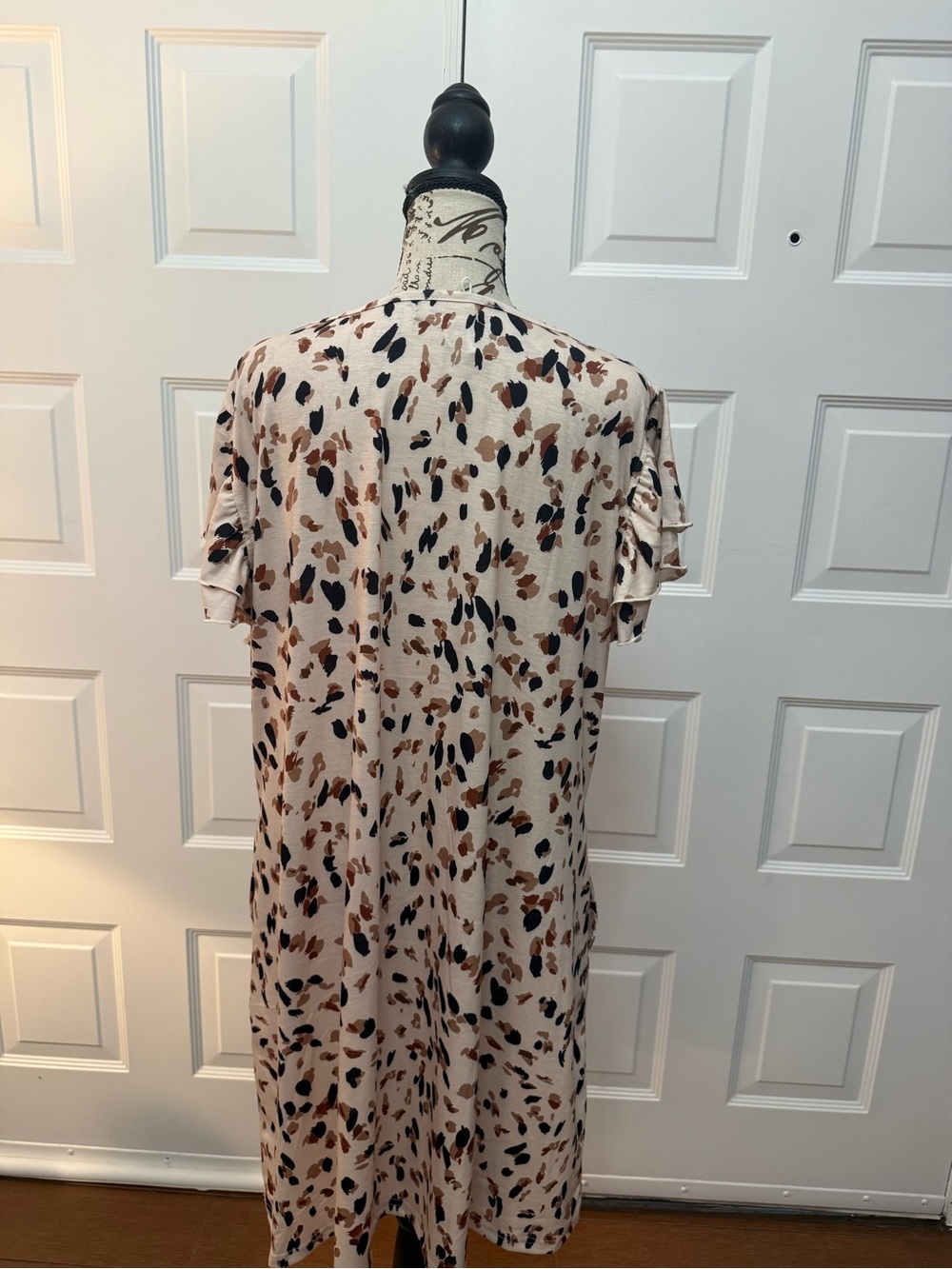 Women’s Beige Midi Dress with Brown & Black Print - Picture 8 of 13